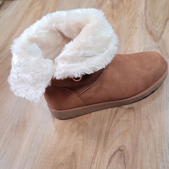 💜SO Brown & Cream Faux Fur Lined Junebug Boots Size 10 - Picture 4 of 15